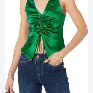 Chic Green Satin Camisole Top